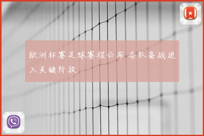 欧洲杯赛足球赛程公布 各队备战进入关键阶段